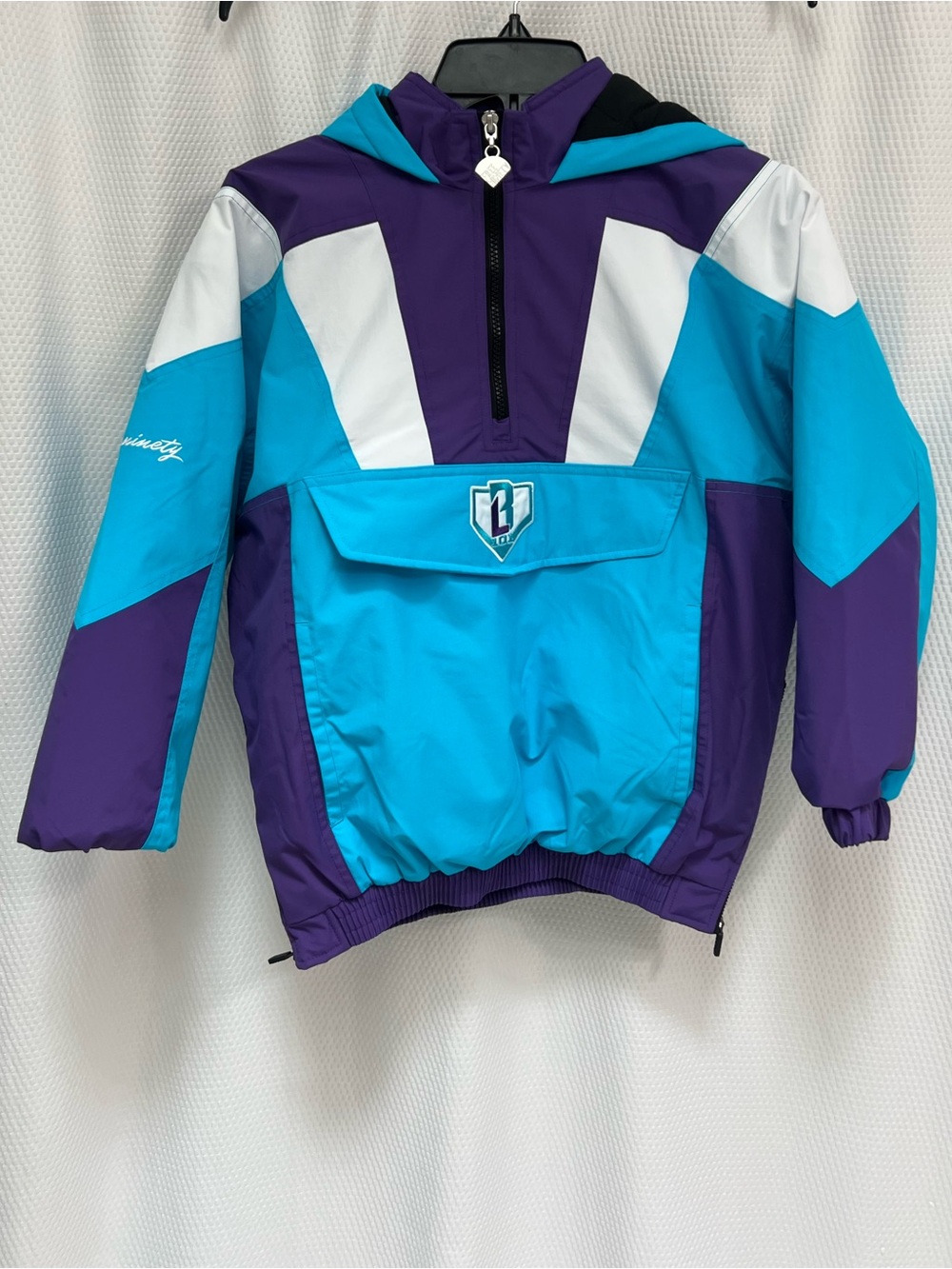 Baseball Lifestyle 101 Kids Hooded Colorblock Pullover Jacket - Blue & Purple YL